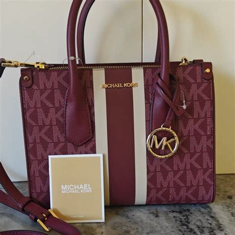 Michael Kors Center Stripe Maple Small Crossbody Satchel